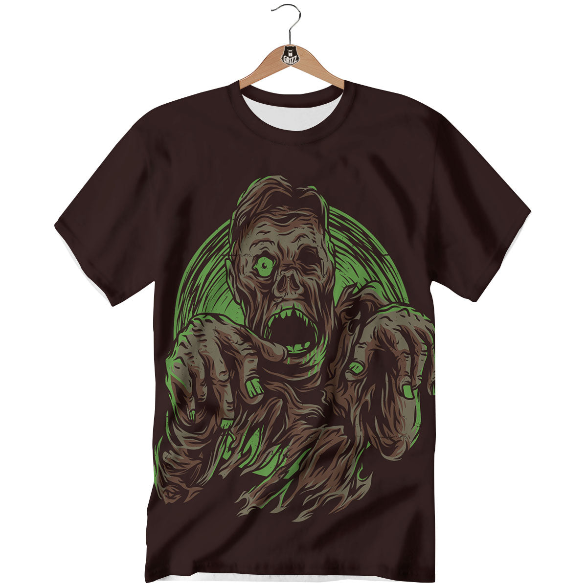 Zombie Walking Green Print T-Shirt-grizzshop