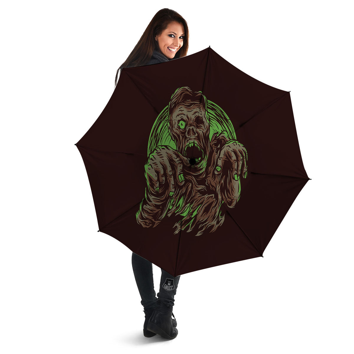 Zombie Walking Green Print Umbrella-grizzshop