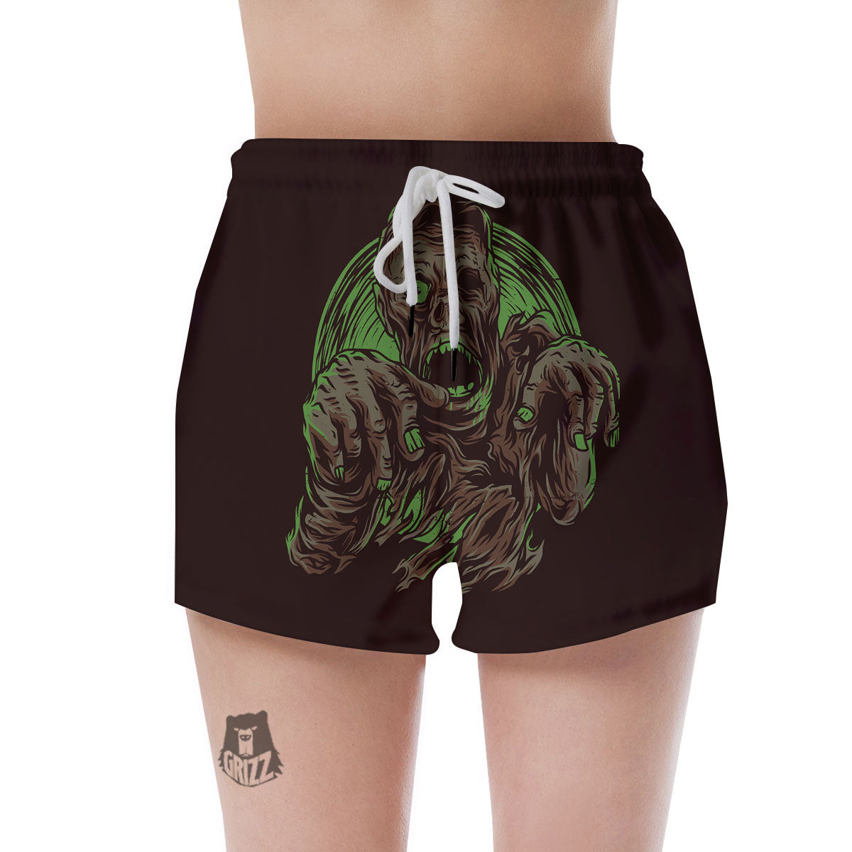 Zombie Walking Green Print Women's Shorts-grizzshop