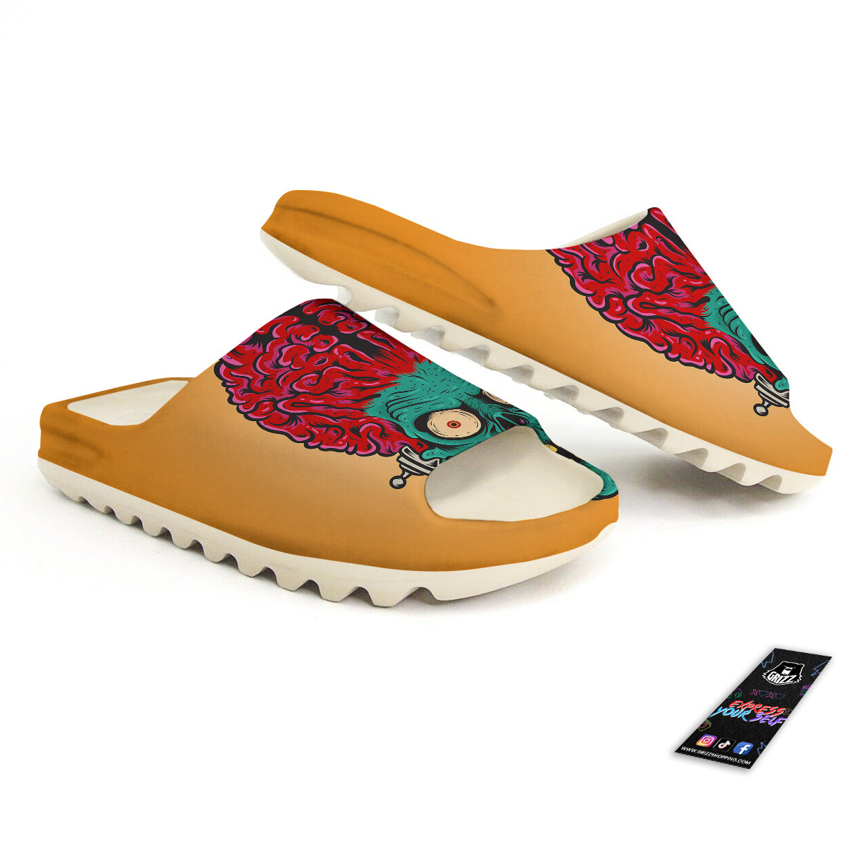 Zombie Big Brain Print Sandals