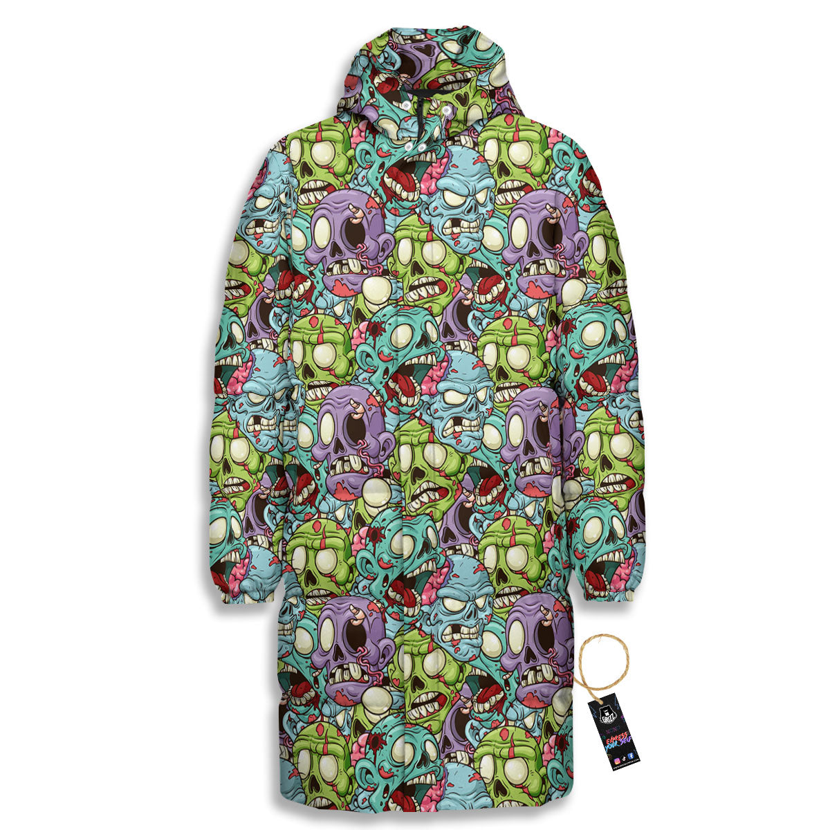 Zombie Bloody Print Pattern Long Down Jacket