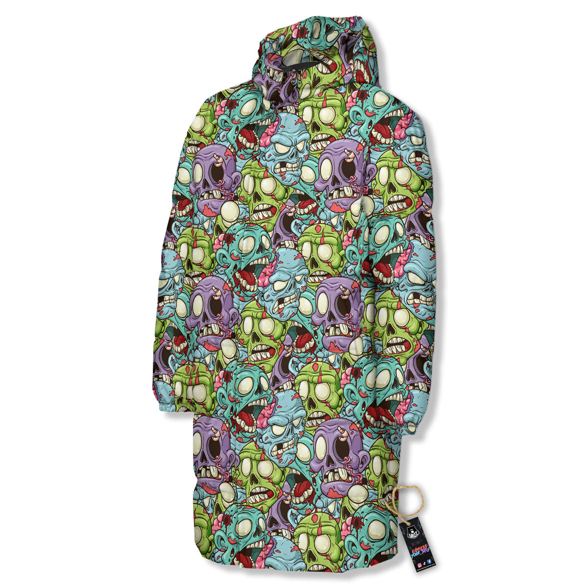 Zombie Bloody Print Pattern Long Down Jacket