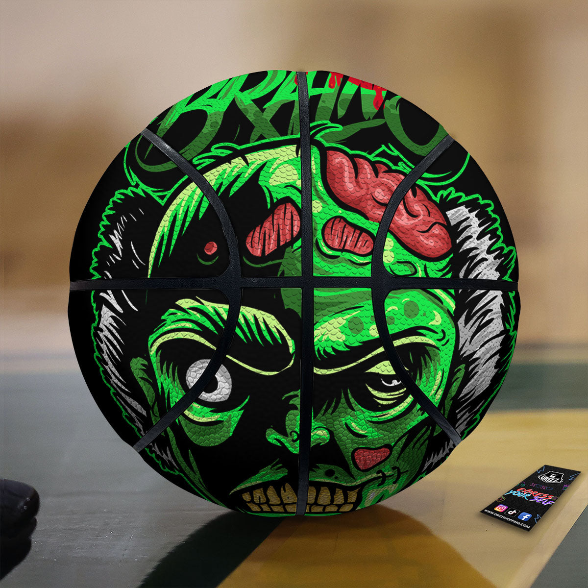 Zombie Brain Halloween Print Basketball