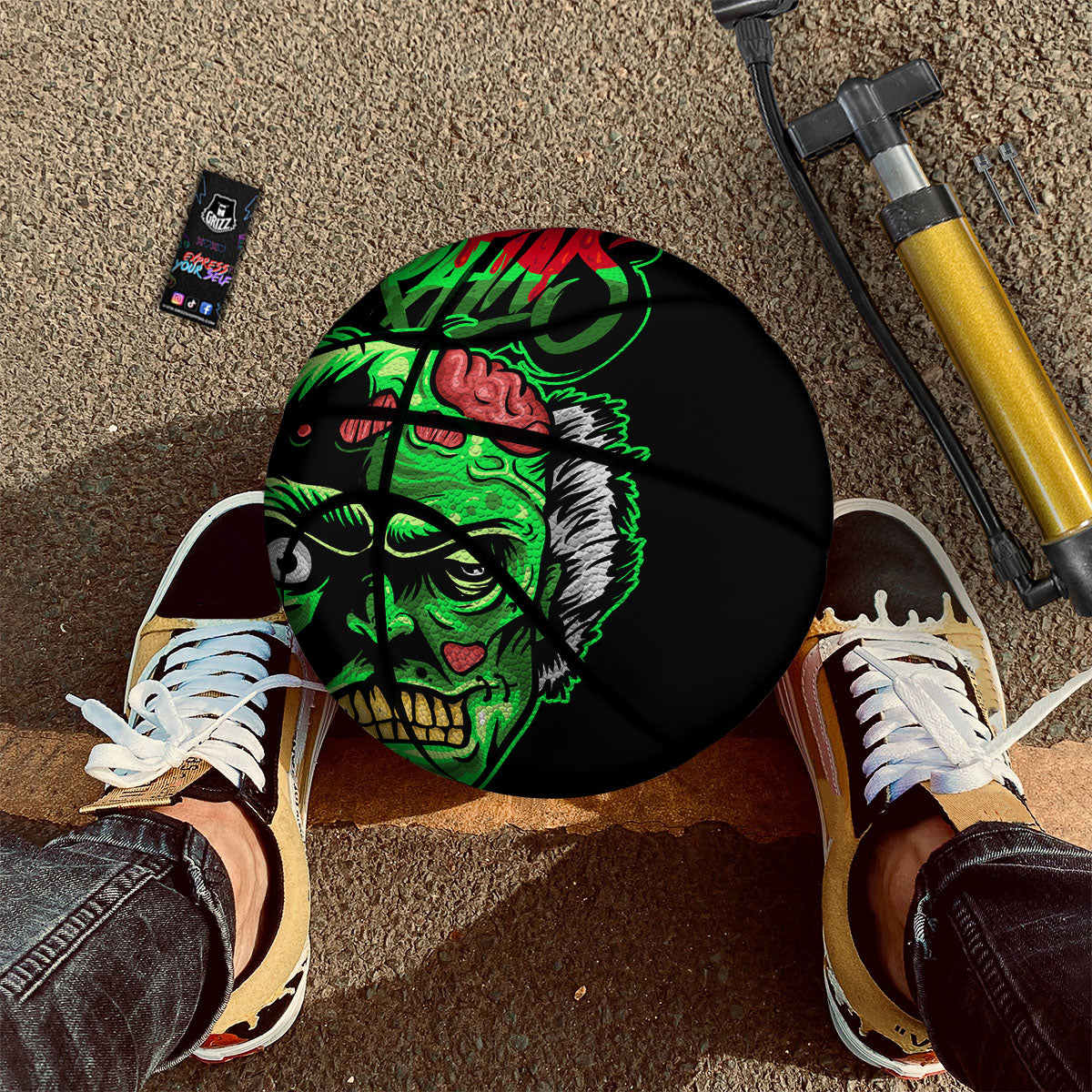 Zombie Brain Halloween Print Basketball