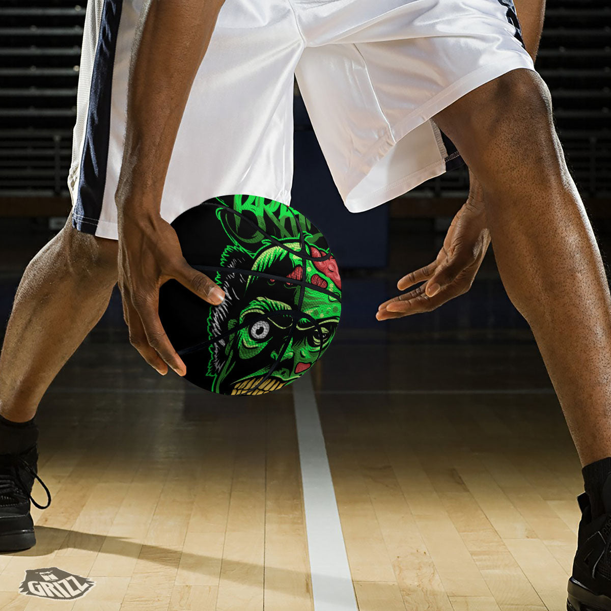 Zombie Brain Halloween Print Basketball