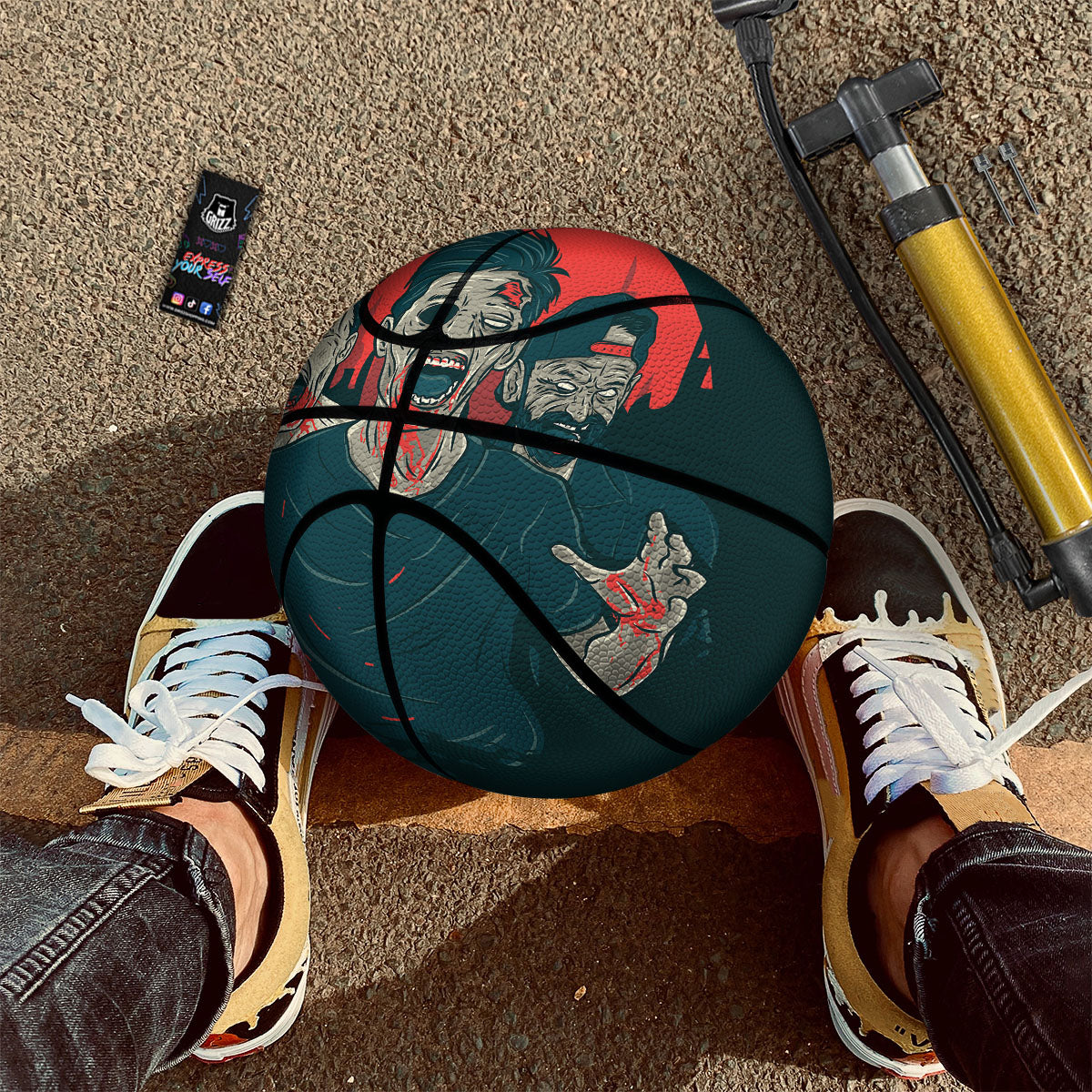 Zombie Crowd Halloween Print Basketball