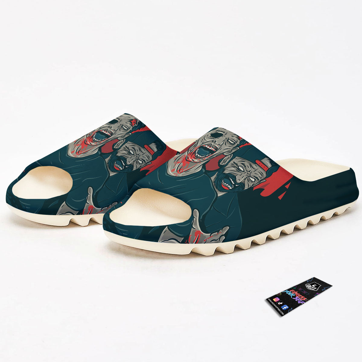 Zombie Crowd Halloween Print Sandals-grizzshop