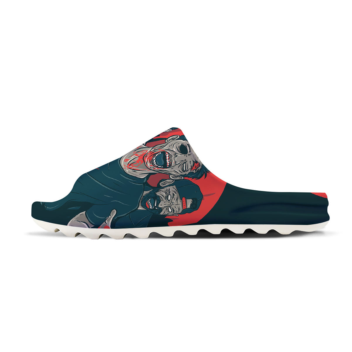 Zombie Crowd Halloween Print Sandals-grizzshop