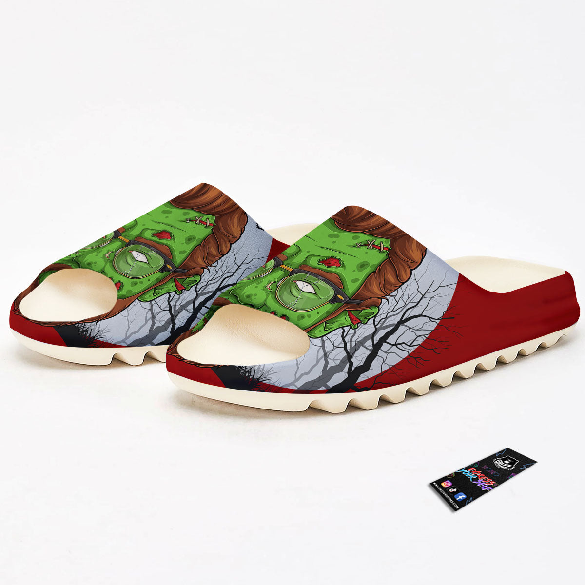 Zombie Face Halloween Character Print Sandals-grizzshop