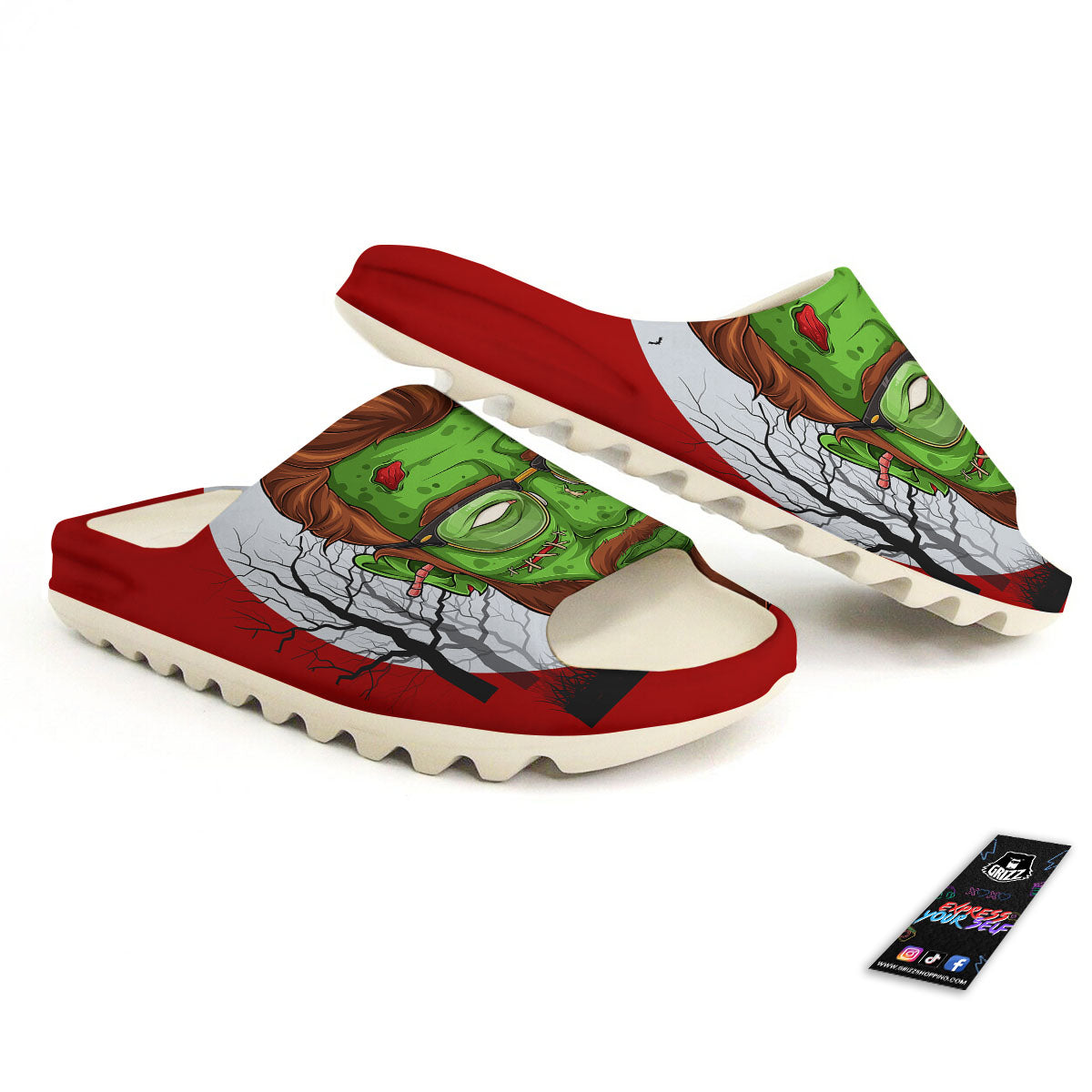Zombie Face Halloween Character Print Sandals-grizzshop