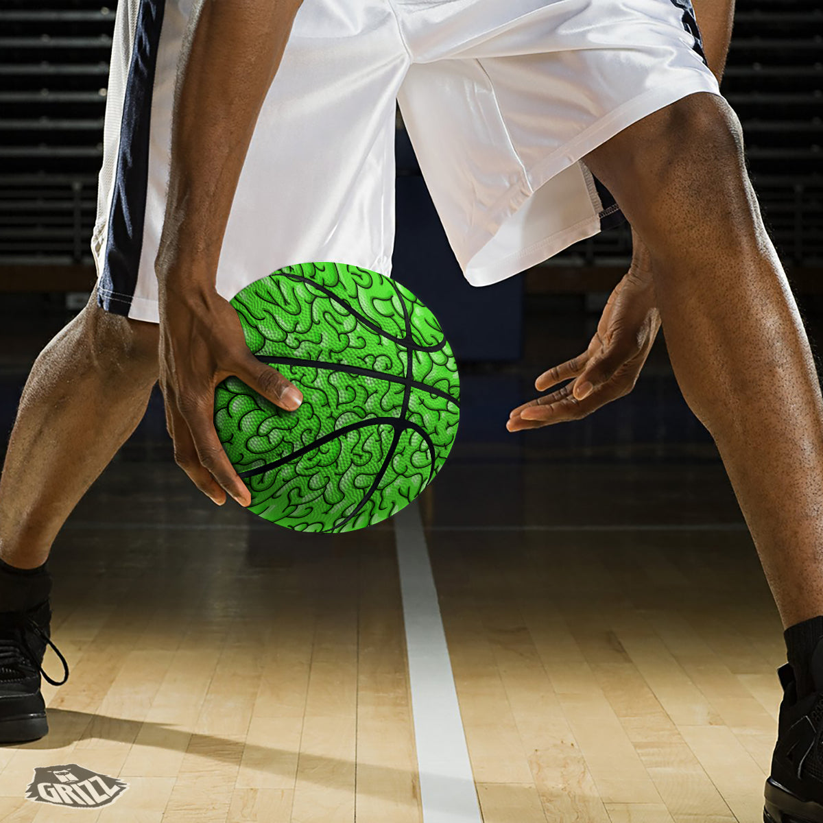 Zombie Green Brain Print Pattern Basketball