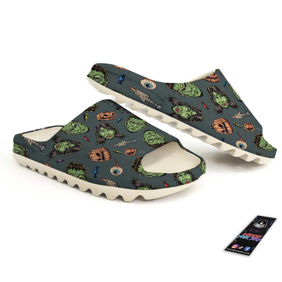 Zombie Halloween Print Pattern Sandals-grizzshop
