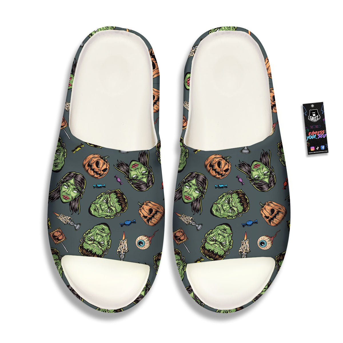 Zombie Halloween Print Pattern Sandals-grizzshop