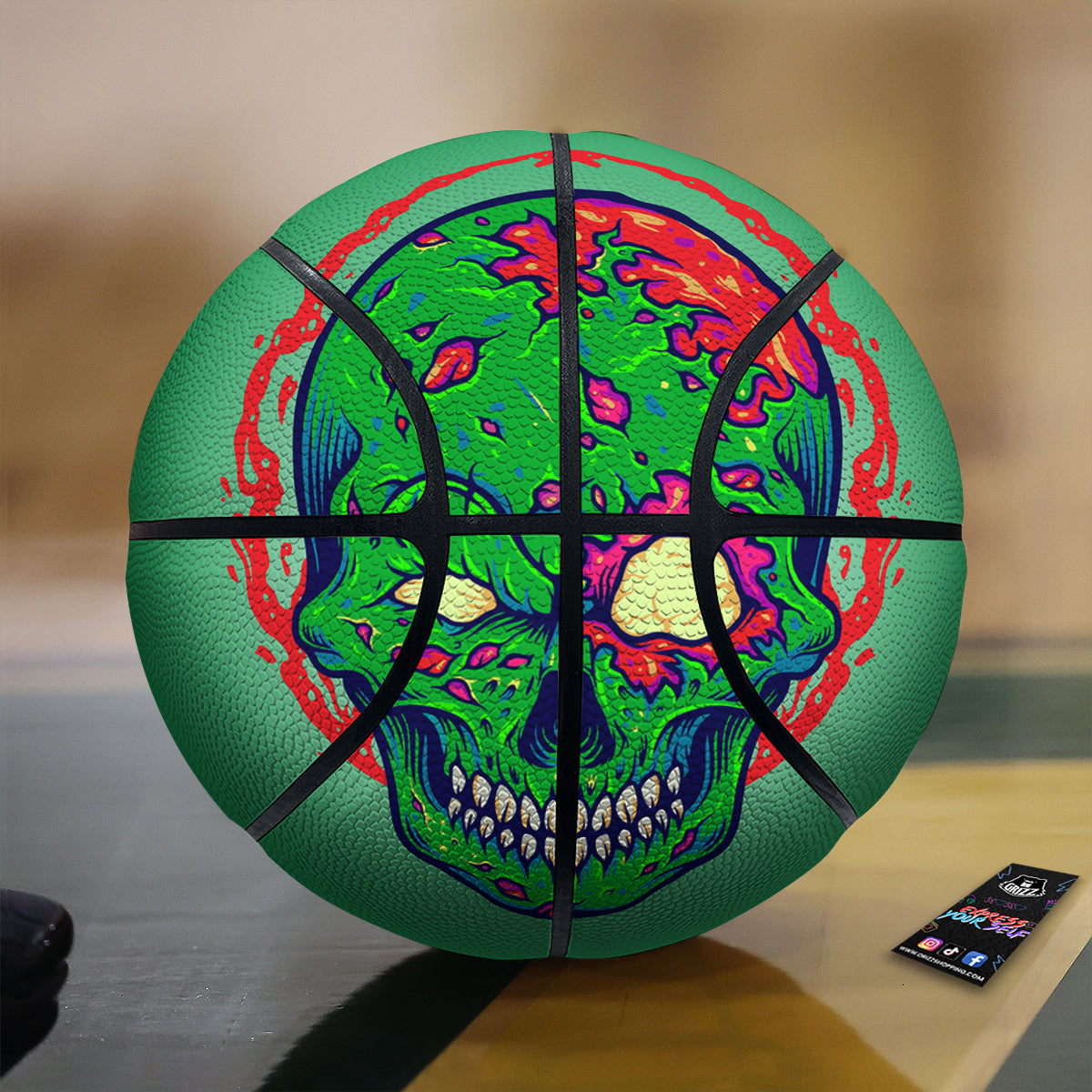 Zombie Halloween Skull Print Basketball