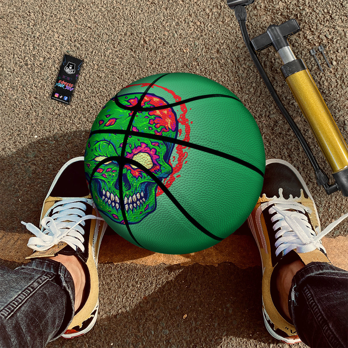 Zombie Halloween Skull Print Basketball
