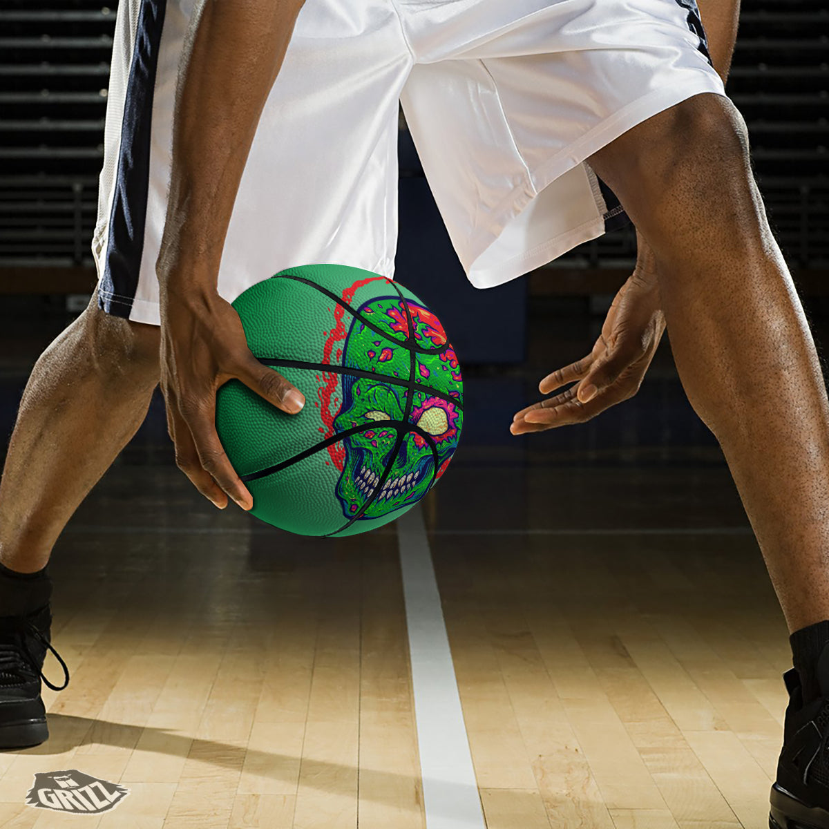 Zombie Halloween Skull Print Basketball