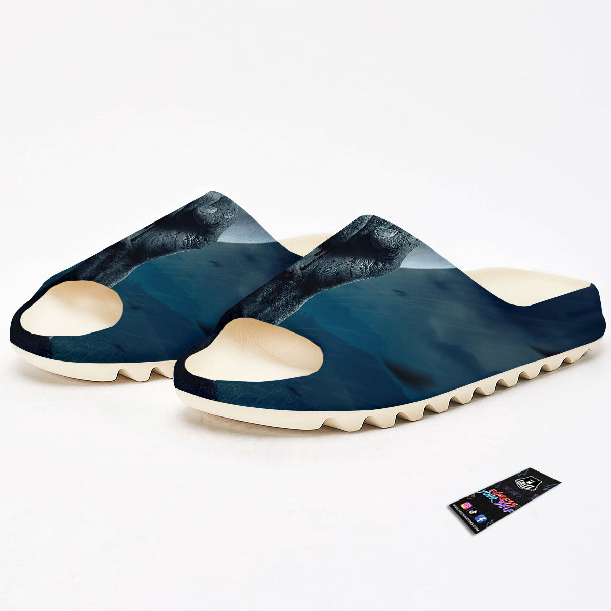 Zombie Hand Rising From Grave Print Sandals-grizzshop