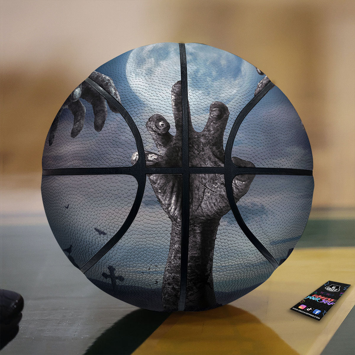 Zombie Hands Halloween Print Basketball