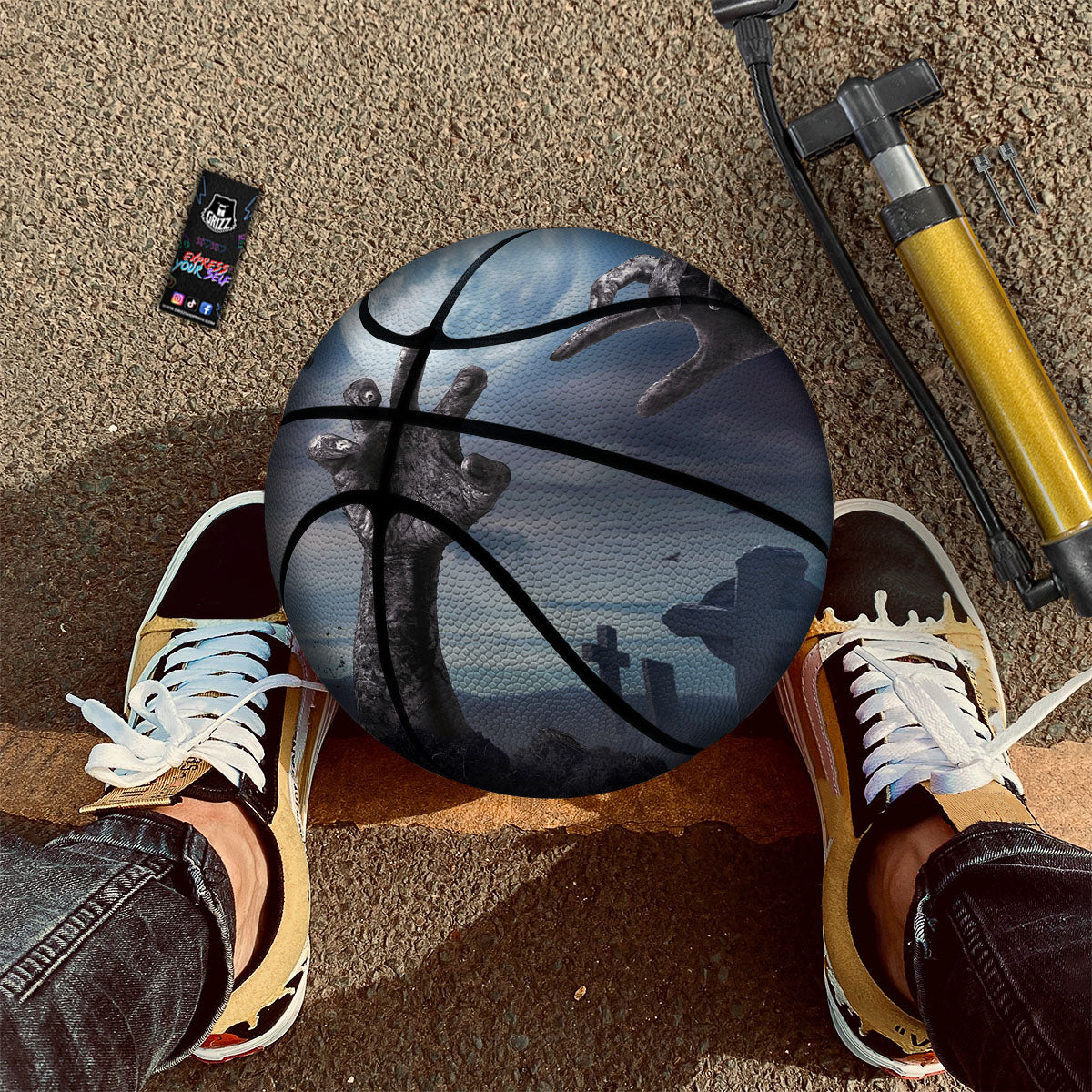 Zombie Hands Halloween Print Basketball