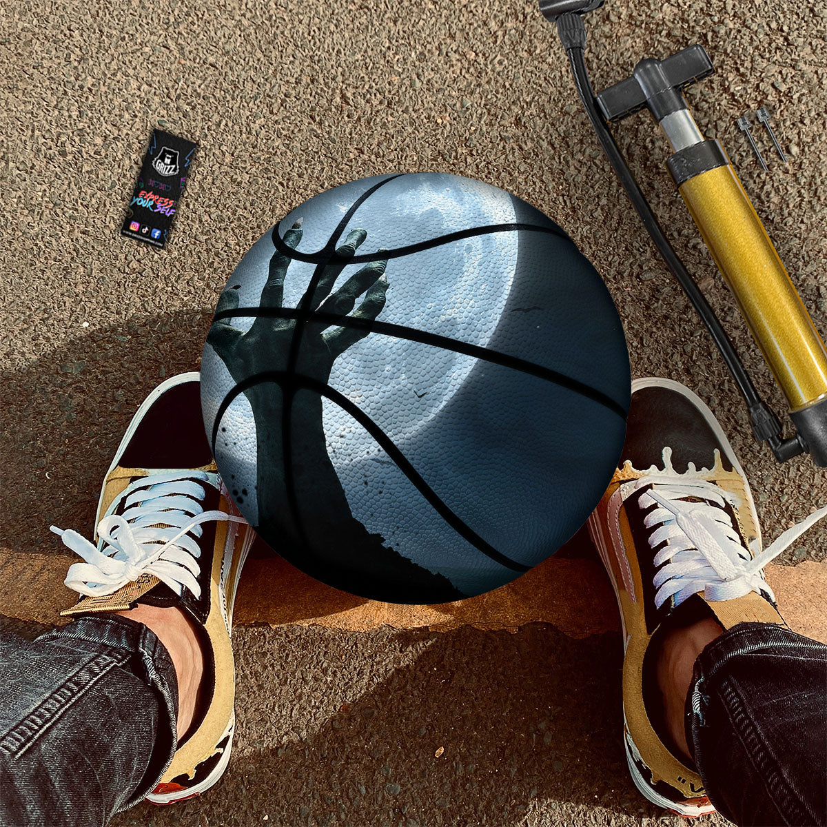 Zombie Hand Rising From Grave Print Basketball