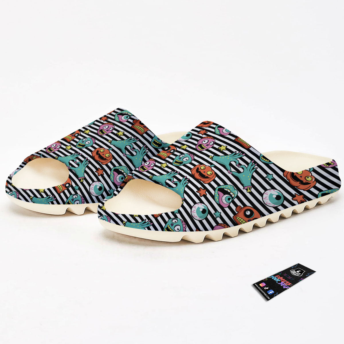 Zombie Striped Halloween Print Pattern Sandals-grizzshop