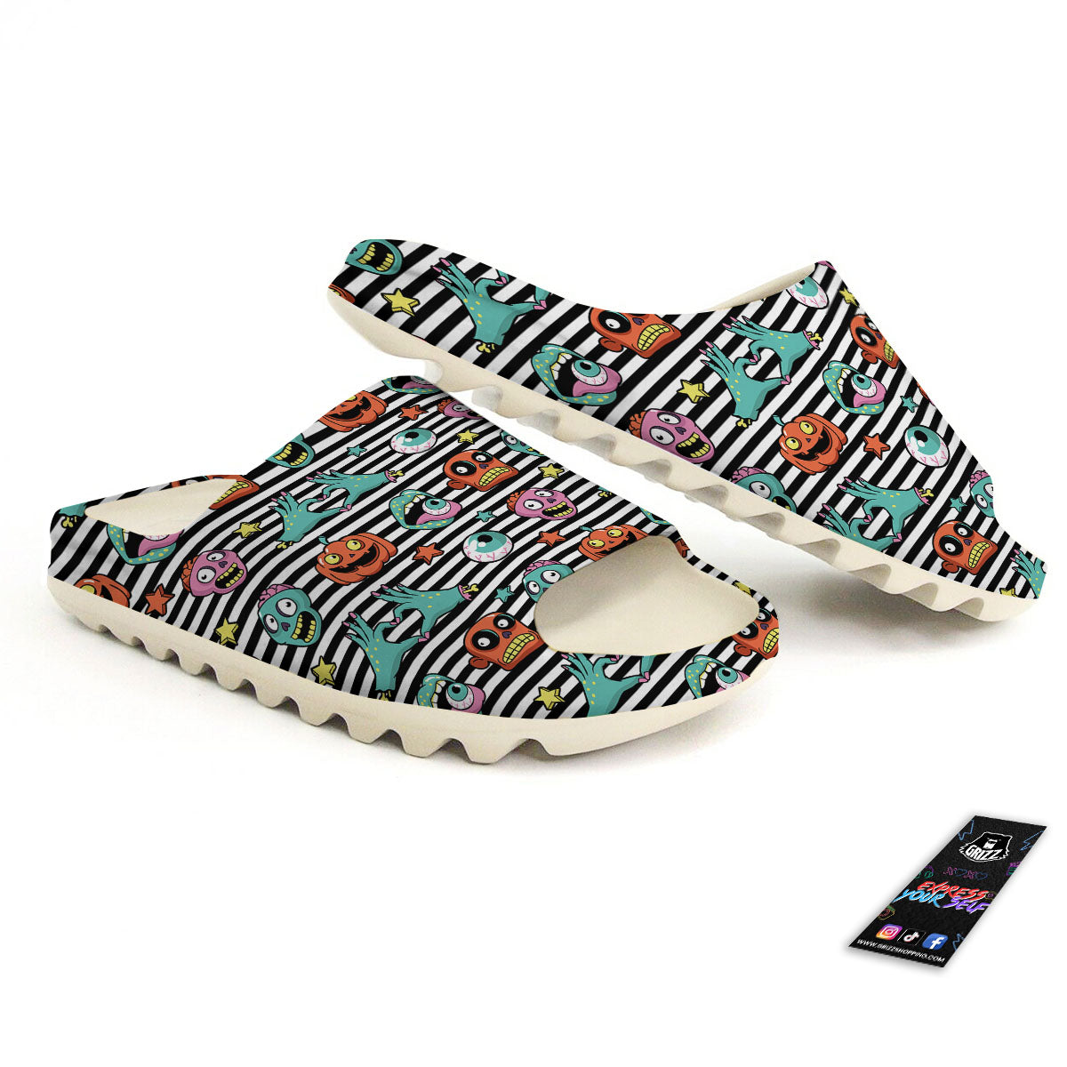 Zombie Striped Halloween Print Pattern Sandals-grizzshop