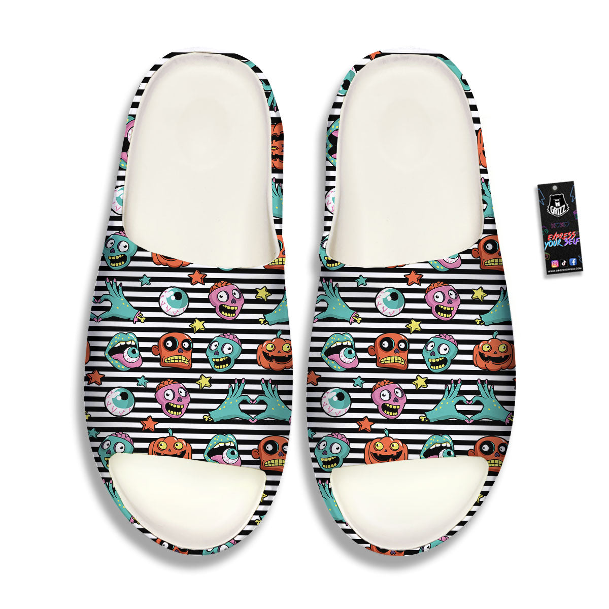 Zombie Striped Halloween Print Pattern Sandals-grizzshop