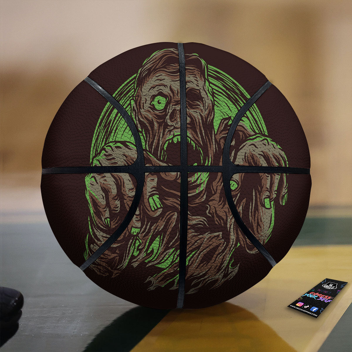 Zombie Striped Halloween Print Pattern Basketball