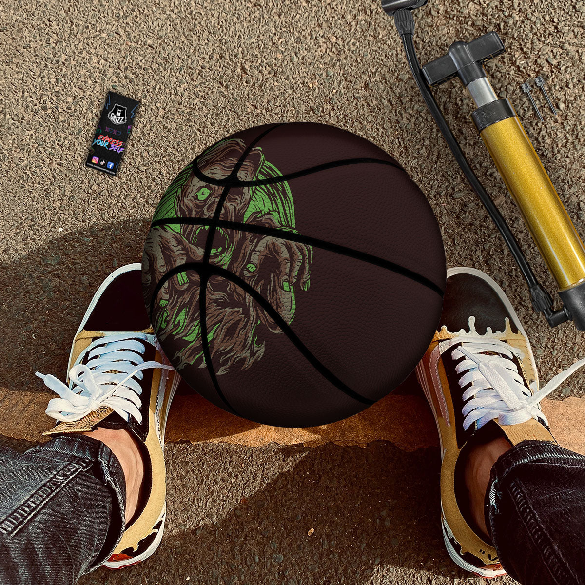 Zombie Striped Halloween Print Pattern Basketball