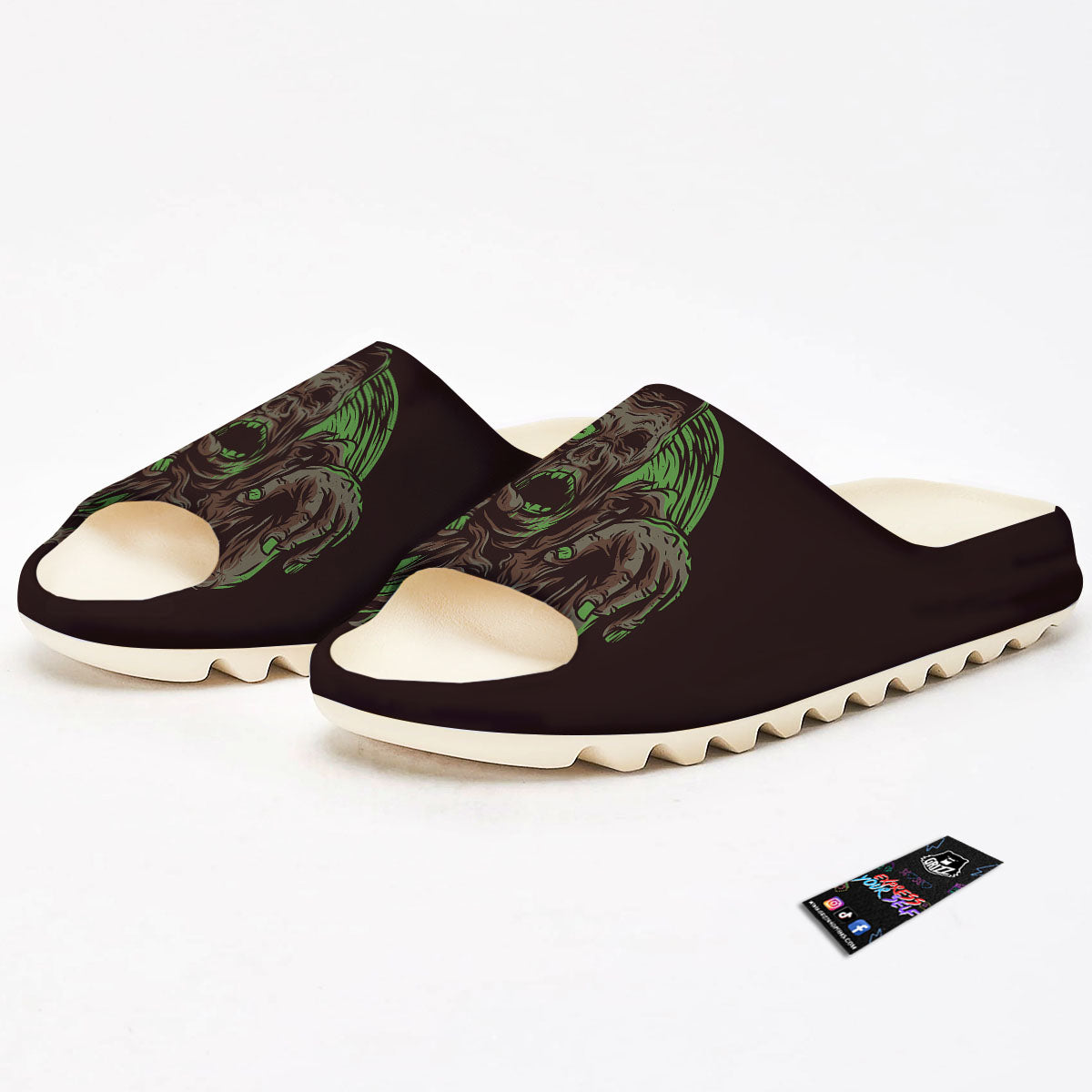 Zombie Walking Green Print Sandals-grizzshop