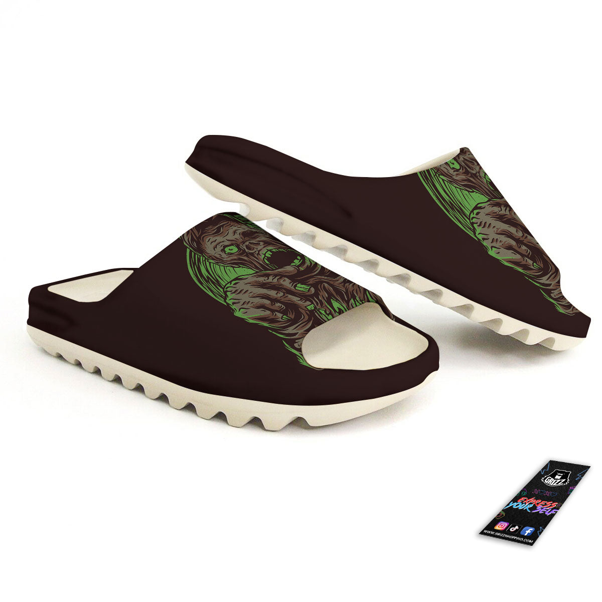 Zombie Walking Green Print Sandals-grizzshop