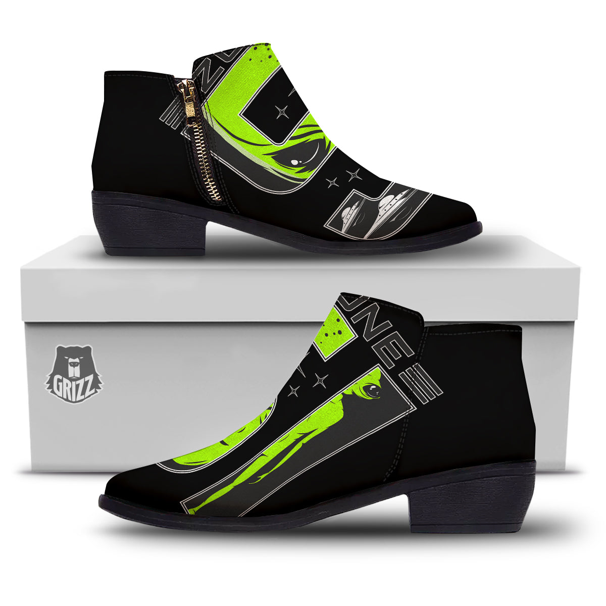Zone 51 Alien And UFO Print Ankle Boots-grizzshop