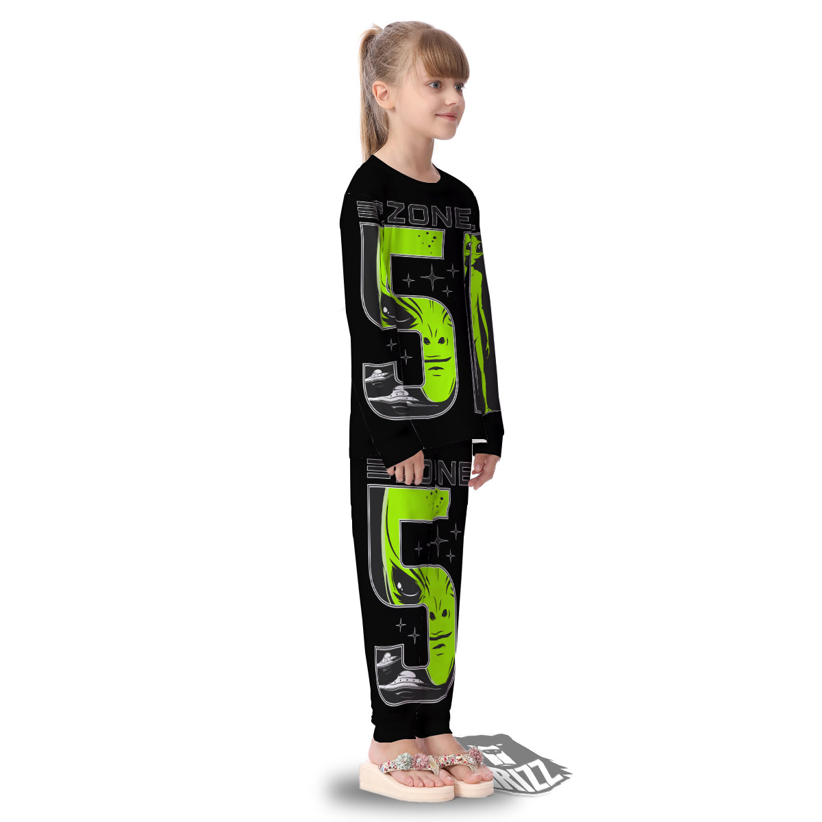 Zone 51 Alien And UFO Print Kid's Pajamas-grizzshop