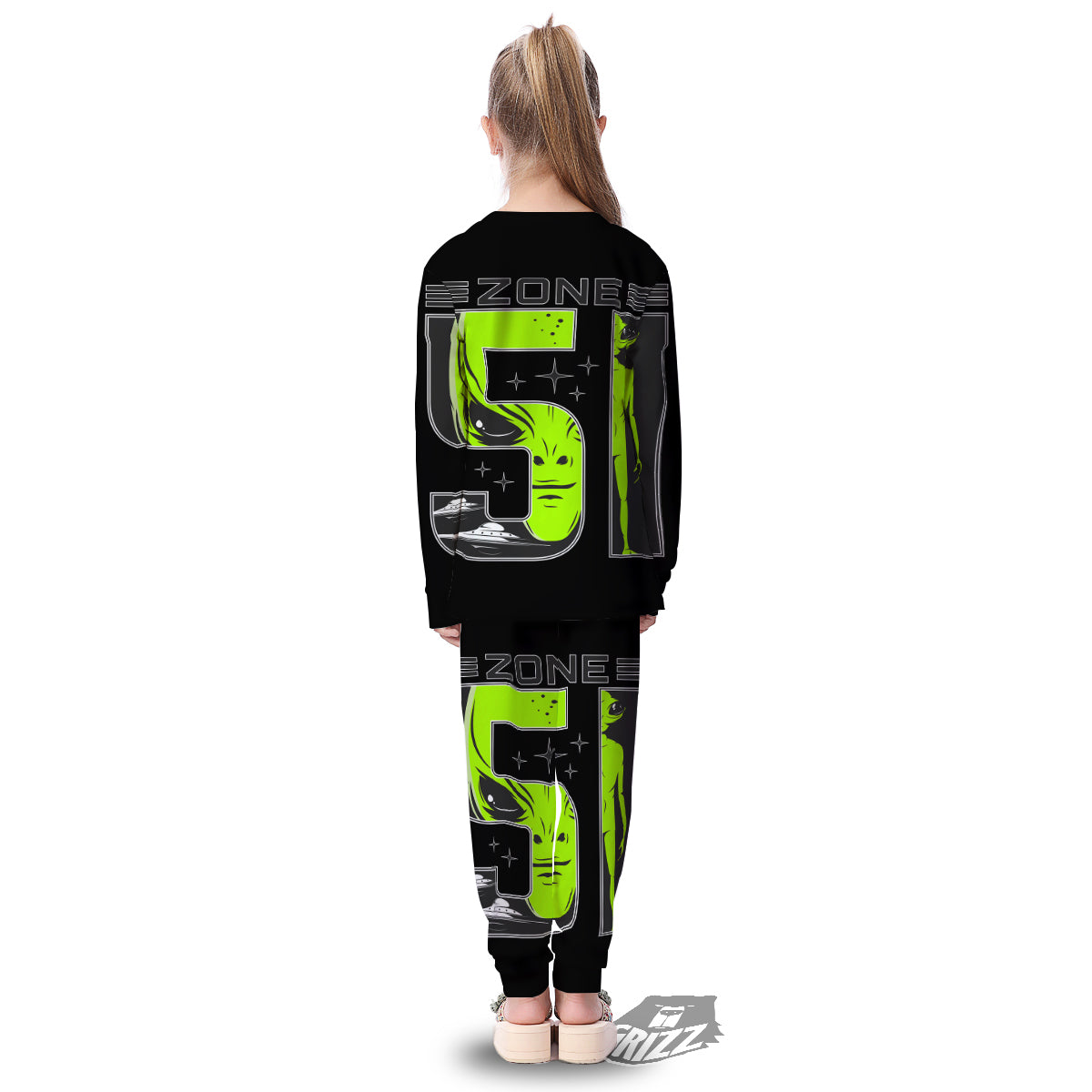 Zone 51 Alien And UFO Print Kid's Pajamas-grizzshop