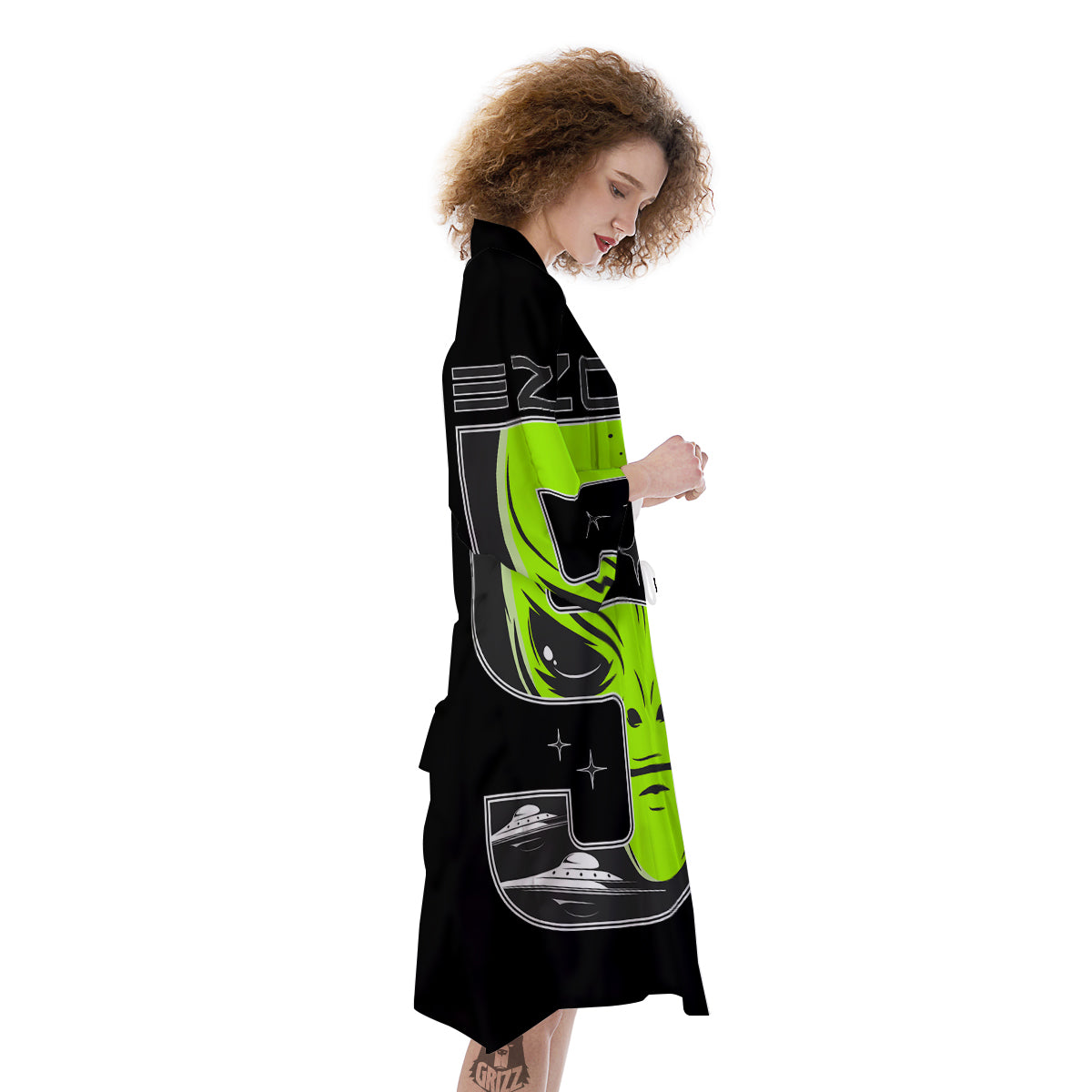 Zone 51 Alien And UFO Print Kimono-grizzshop