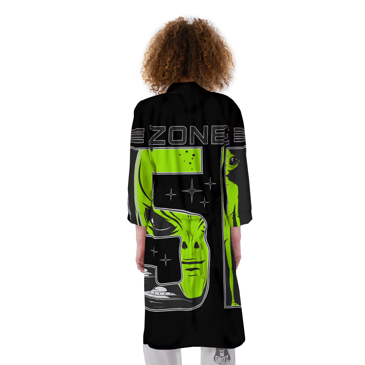 Zone 51 Alien And UFO Print Kimono-grizzshop