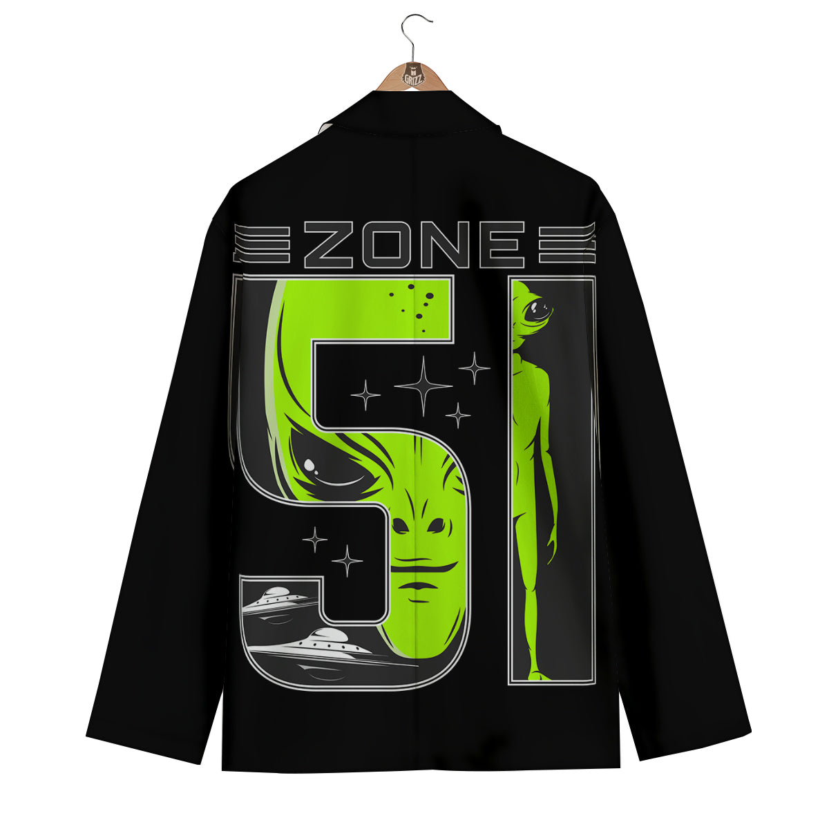 Zone 51 Alien And UFO Print Men's Blazer-grizzshop