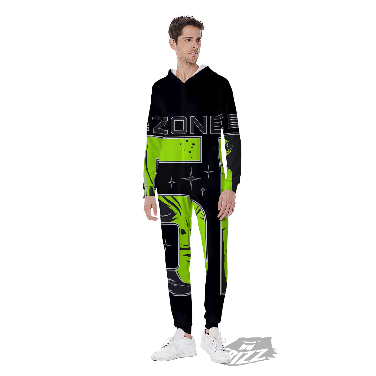 Zone 51 Alien And UFO Print Men's Jumpsuit-grizzshop