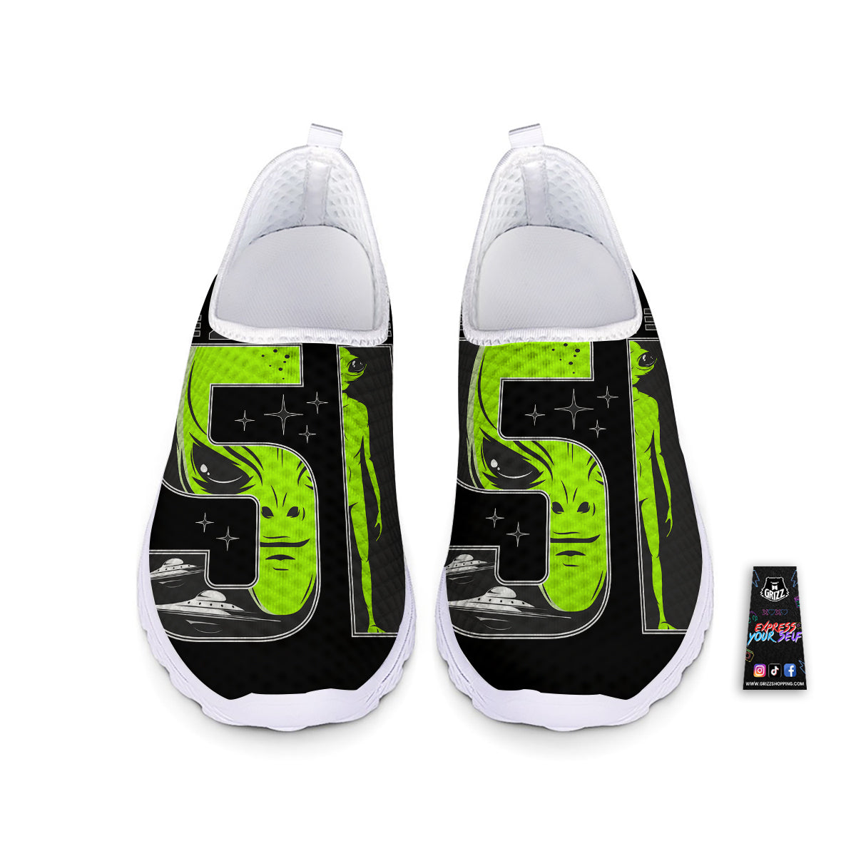 Zone 51 Alien And UFO Print Nurse Shoes-grizzshop