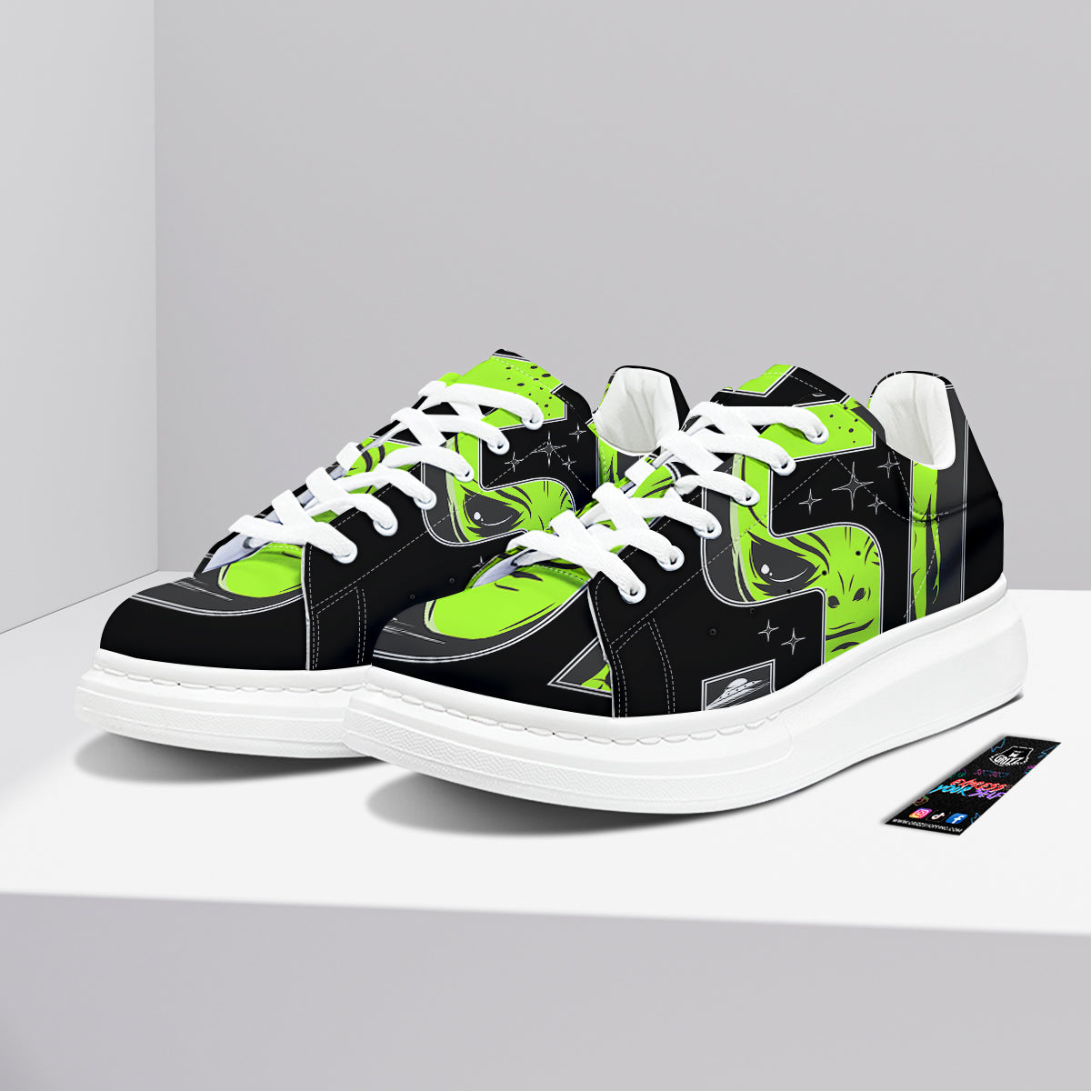 Zone 51 Alien And UFO Print Platform Shoes-grizzshop