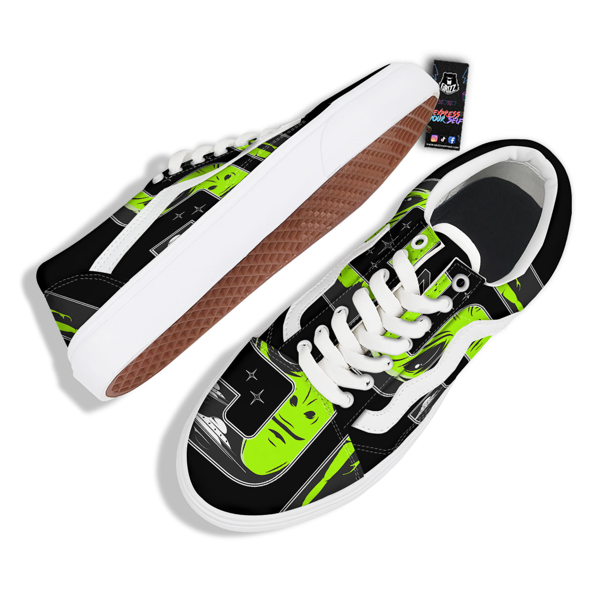 Zone 51 Alien And UFO Print Skate Shoes-grizzshop