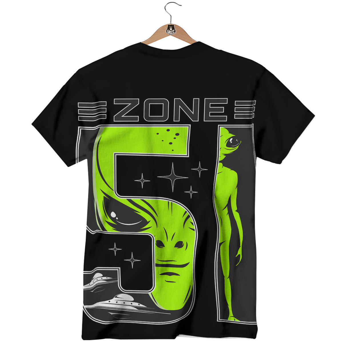 Zone 51 Alien And UFO Print T-Shirt-grizzshop