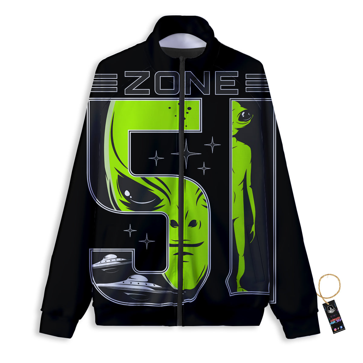 Zone 51 Alien And UFO Print Track Jacket-grizzshop