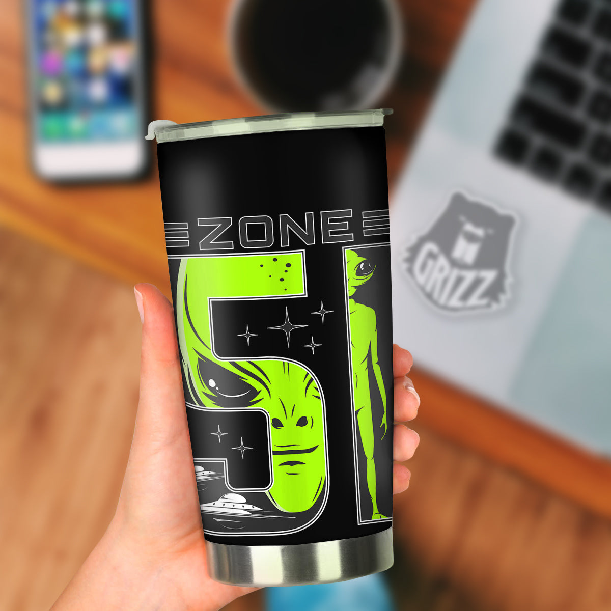 Zone 51 Alien And UFO Print Tumbler-grizzshop