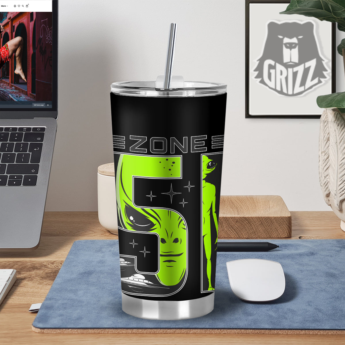 Zone 51 Alien And UFO Print Tumbler-grizzshop