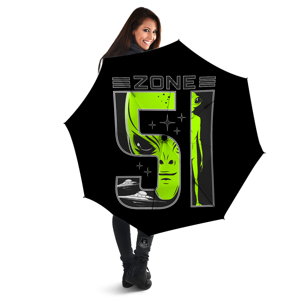 Zone 51 Alien And UFO Print Umbrella-grizzshop