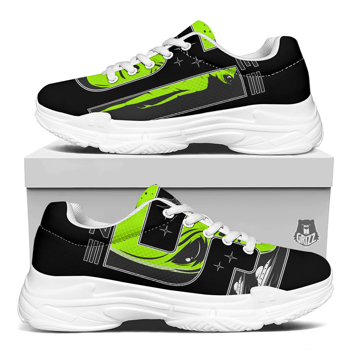 Zone 51 Alien And UFO Print White Chunky Shoes-grizzshop