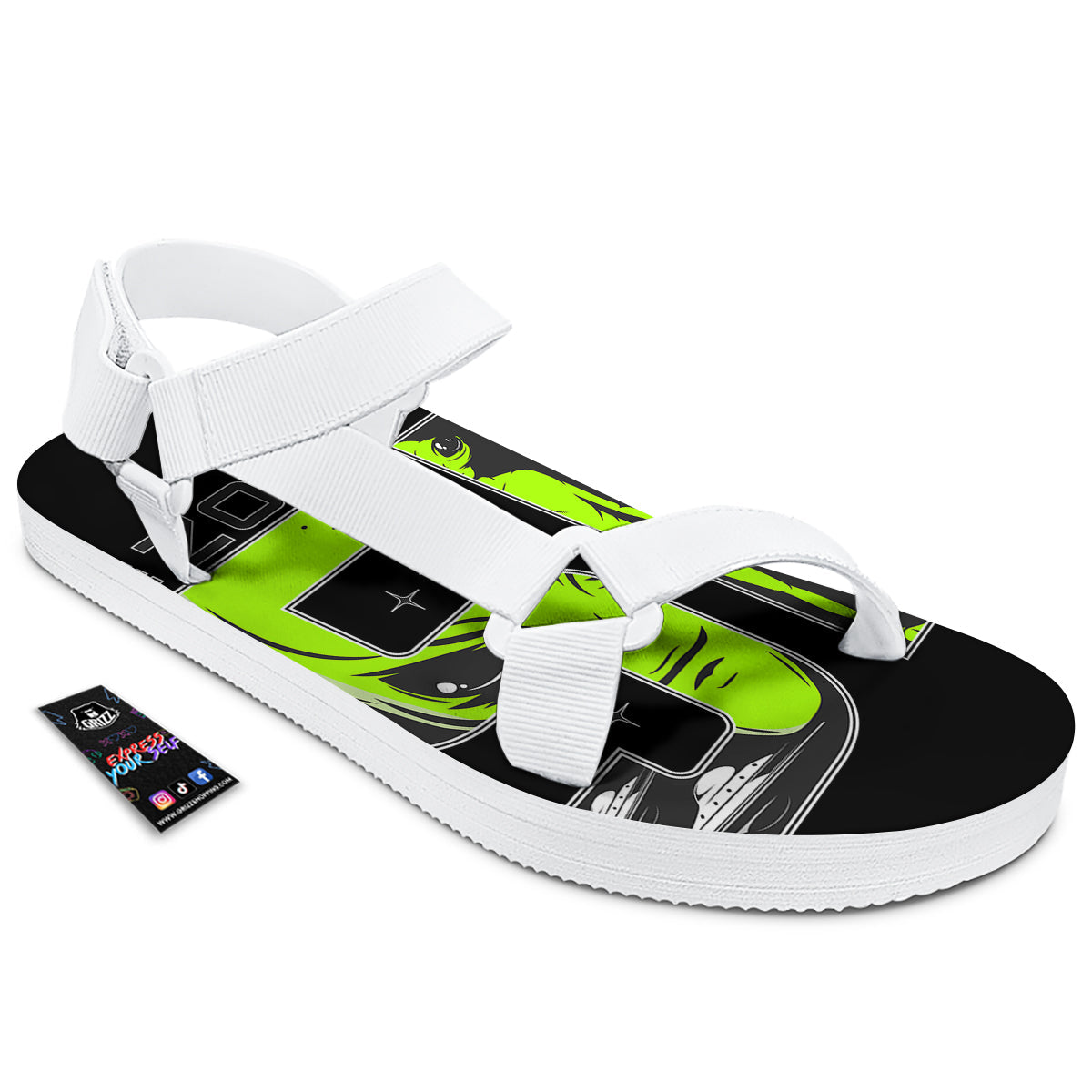 Zone 51 Alien And UFO Print White Open Toe Sandals-grizzshop