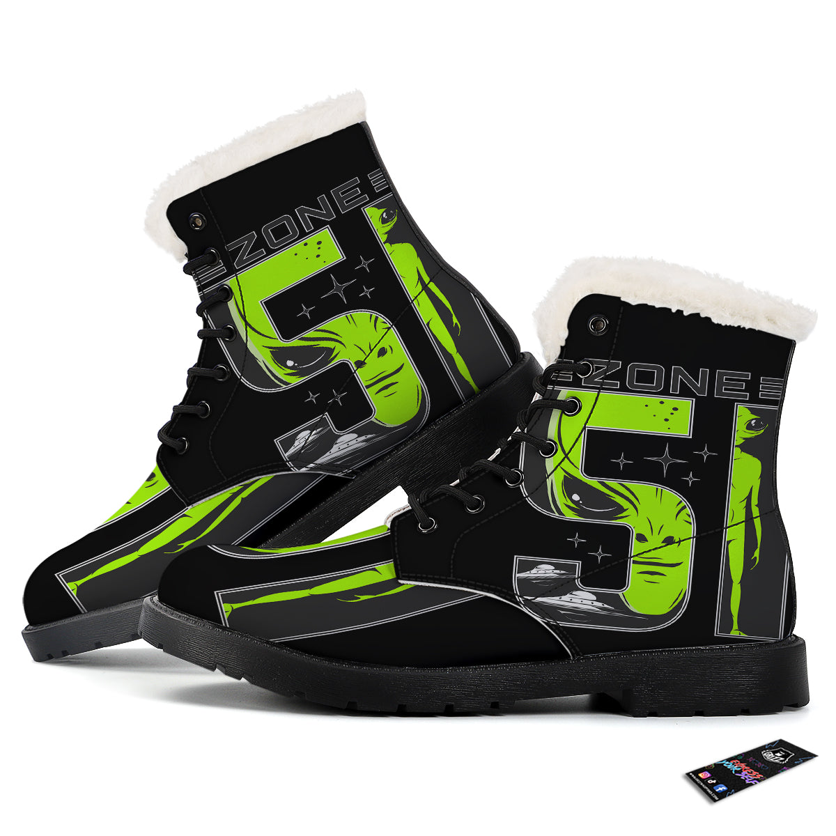 Zone 51 Alien And UFO Print Winter Boots-grizzshop