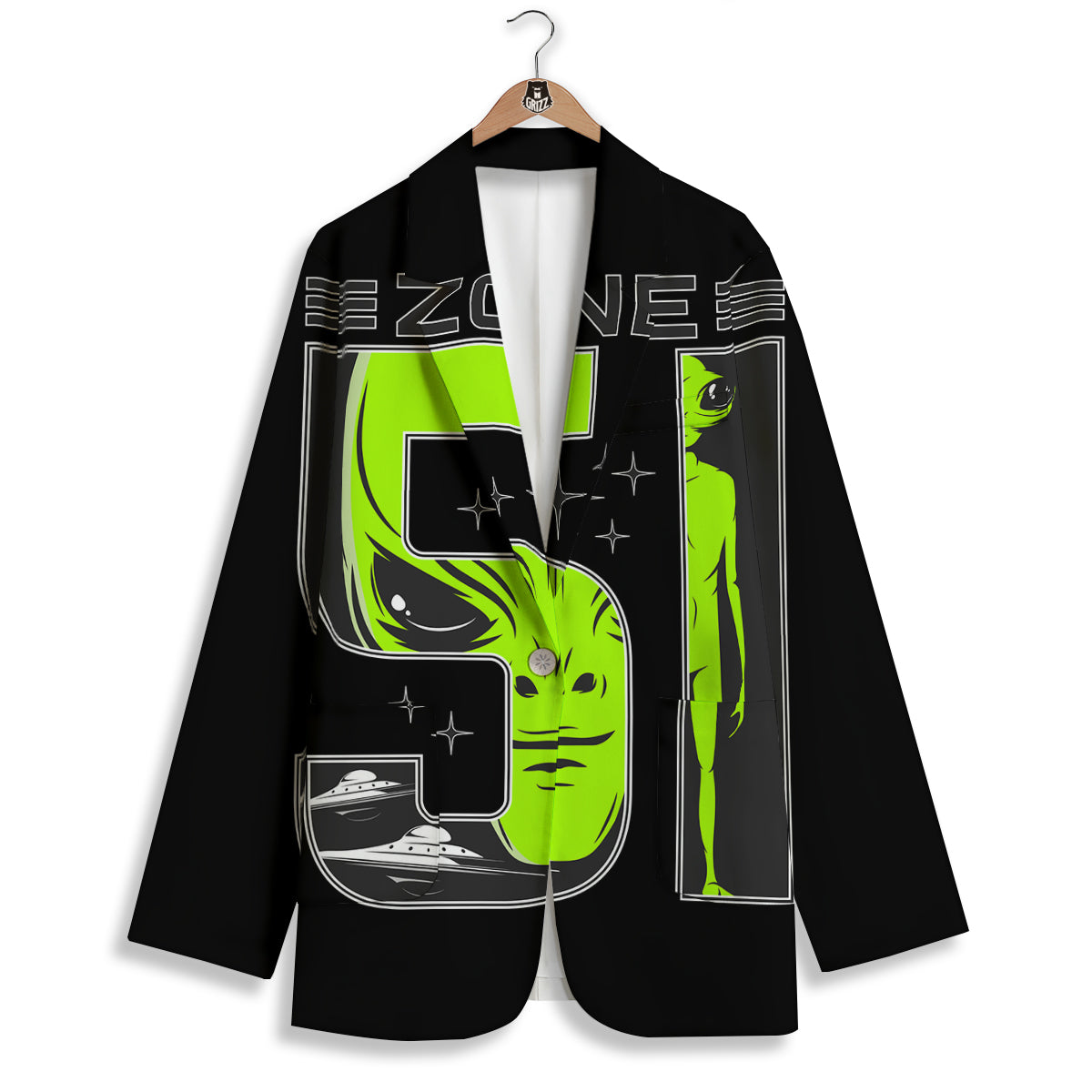 Zone 51 Alien And UFO Print Women's Blazer-grizzshop